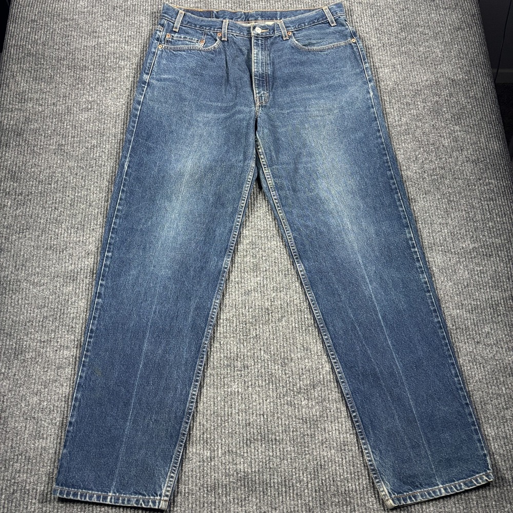 Levi Strauss 550 Relaxed Fit Jeans Men 38x34 Blue Y2K Vintage Black Batwing Tag - Picture 2 of 16